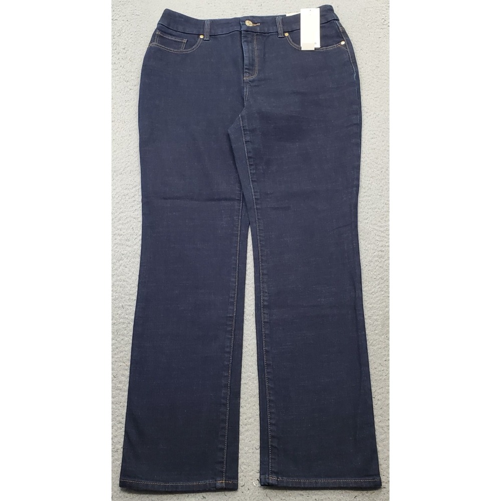 Chico's So Slimming Girlfriend Slim Leg Jeans Womens 6S Blue Denim Dark Wash